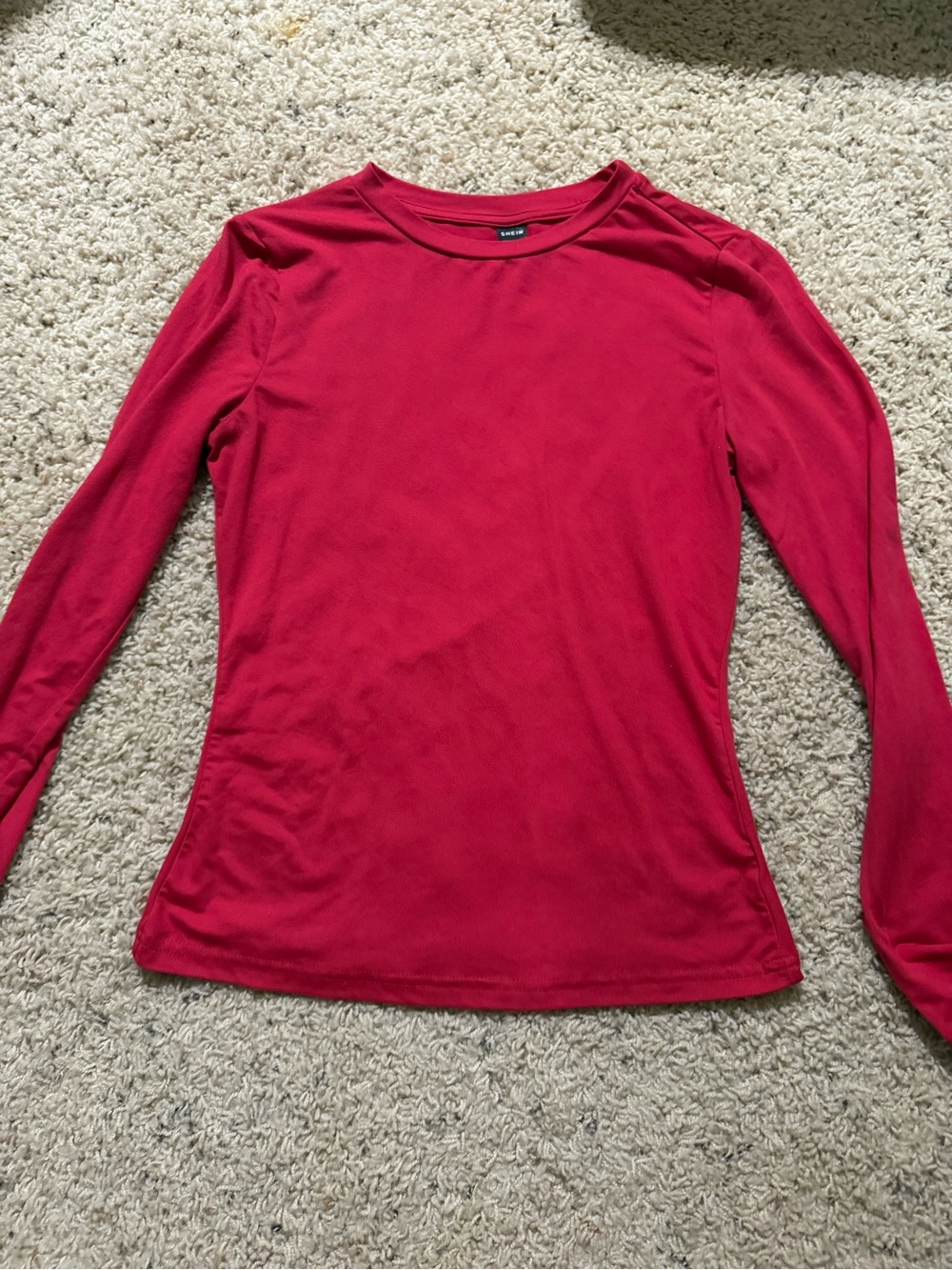 SHEIN Red Long-Sleeve Crewneck Tee